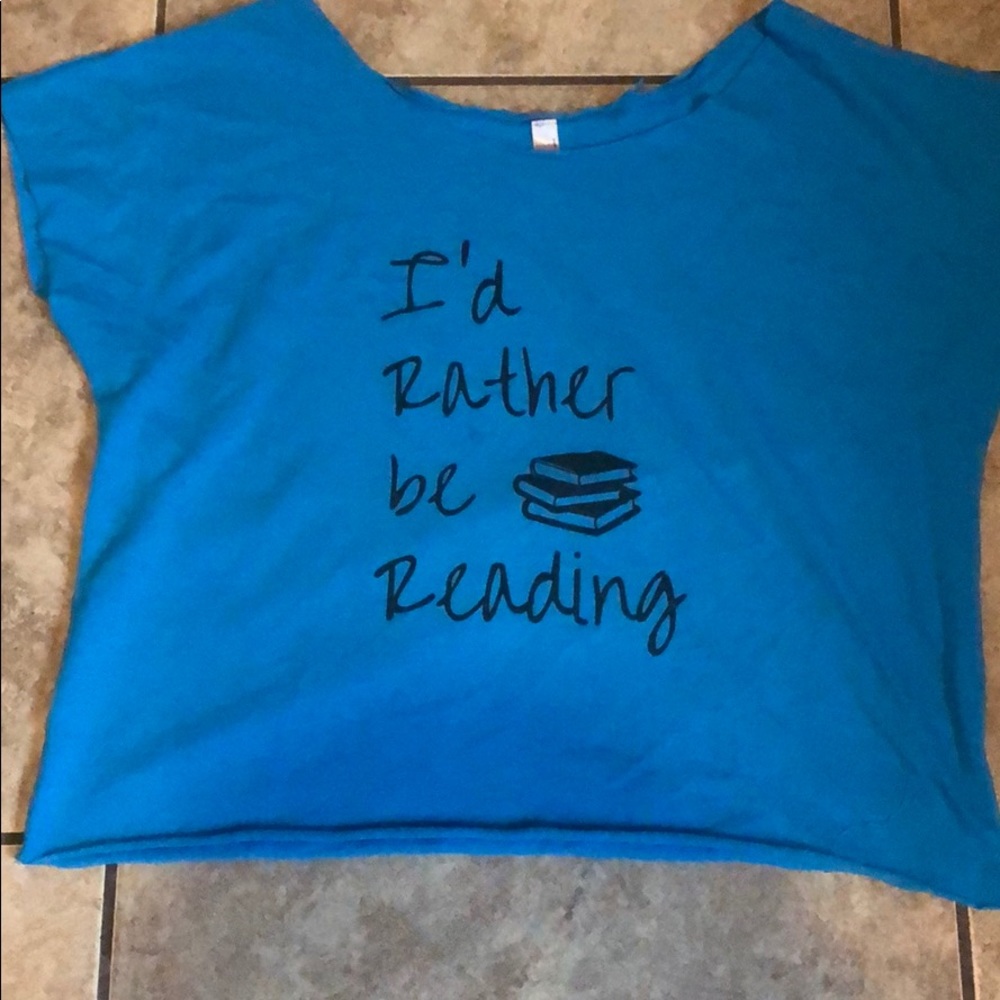I’d rather be reading blue crop top